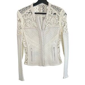 IRO Lewis Crochet Blazer Jacket Cream XS Contemporary French Designer Feminine